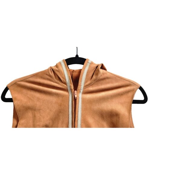 YOGO by Goes Goat Suede Hooded Vest Tan Leather Sleeveless Jacket Size 40 - Picture 4 of 12